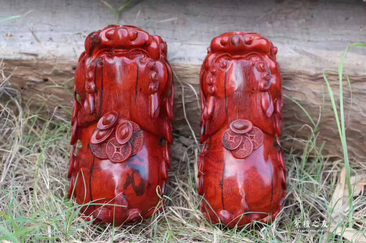 小叶紫檀工艺品母子情深 精选高油密鸡血料材质细腻油性一流-5