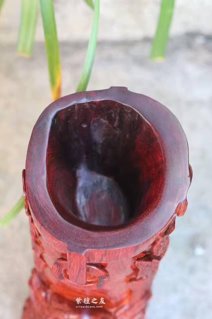 小叶紫檀貔貅杯 鸡血红呢料油性一流纯手工精工雕刻-7