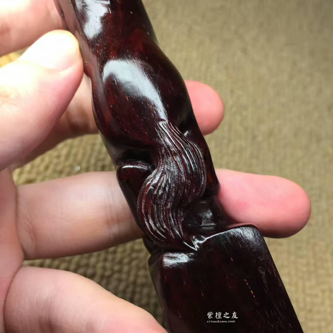 小叶紫檀陈年老料《立马成功》印章手把件-5