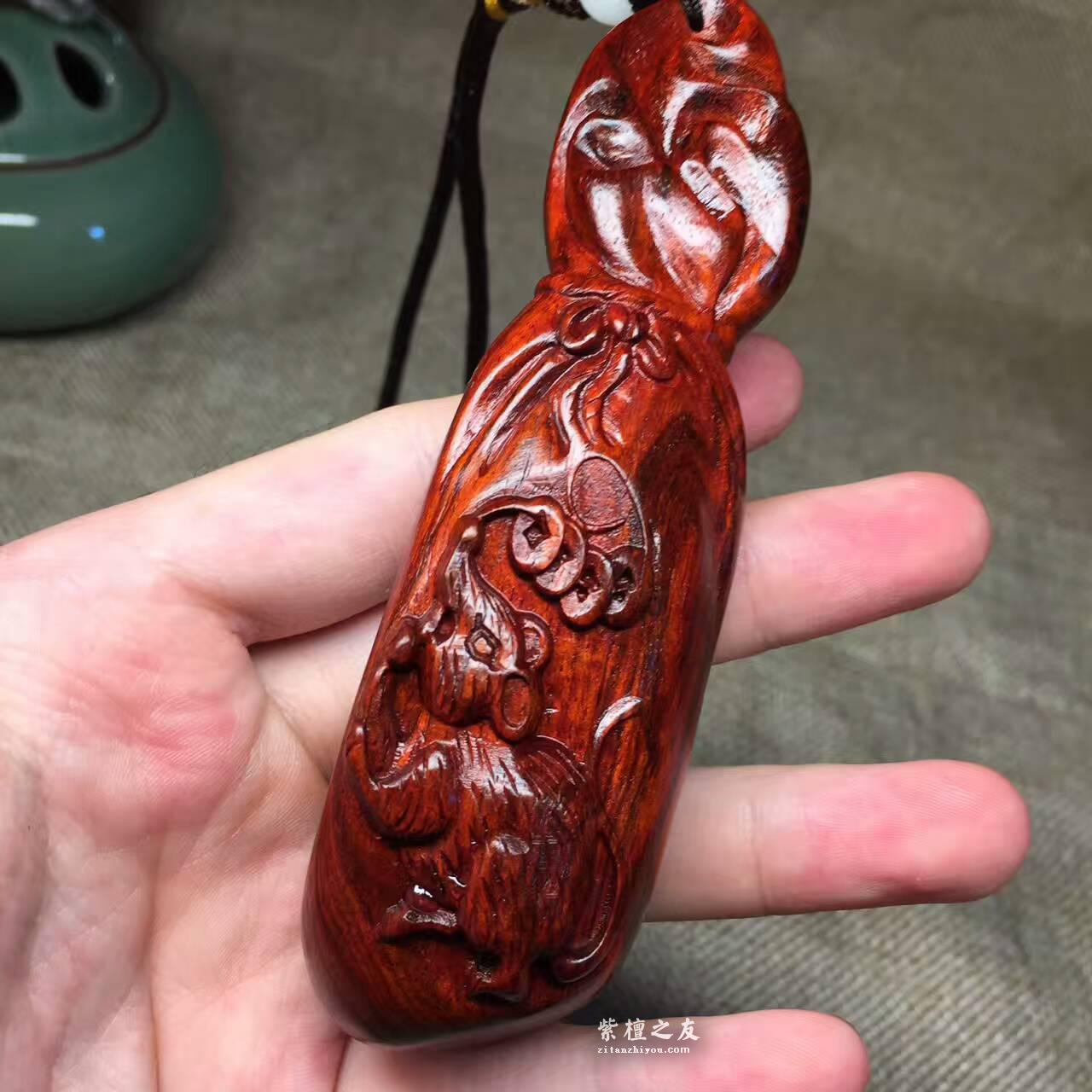 小叶紫檀数钱《钱袋子》手把件 油性好易包浆-2
