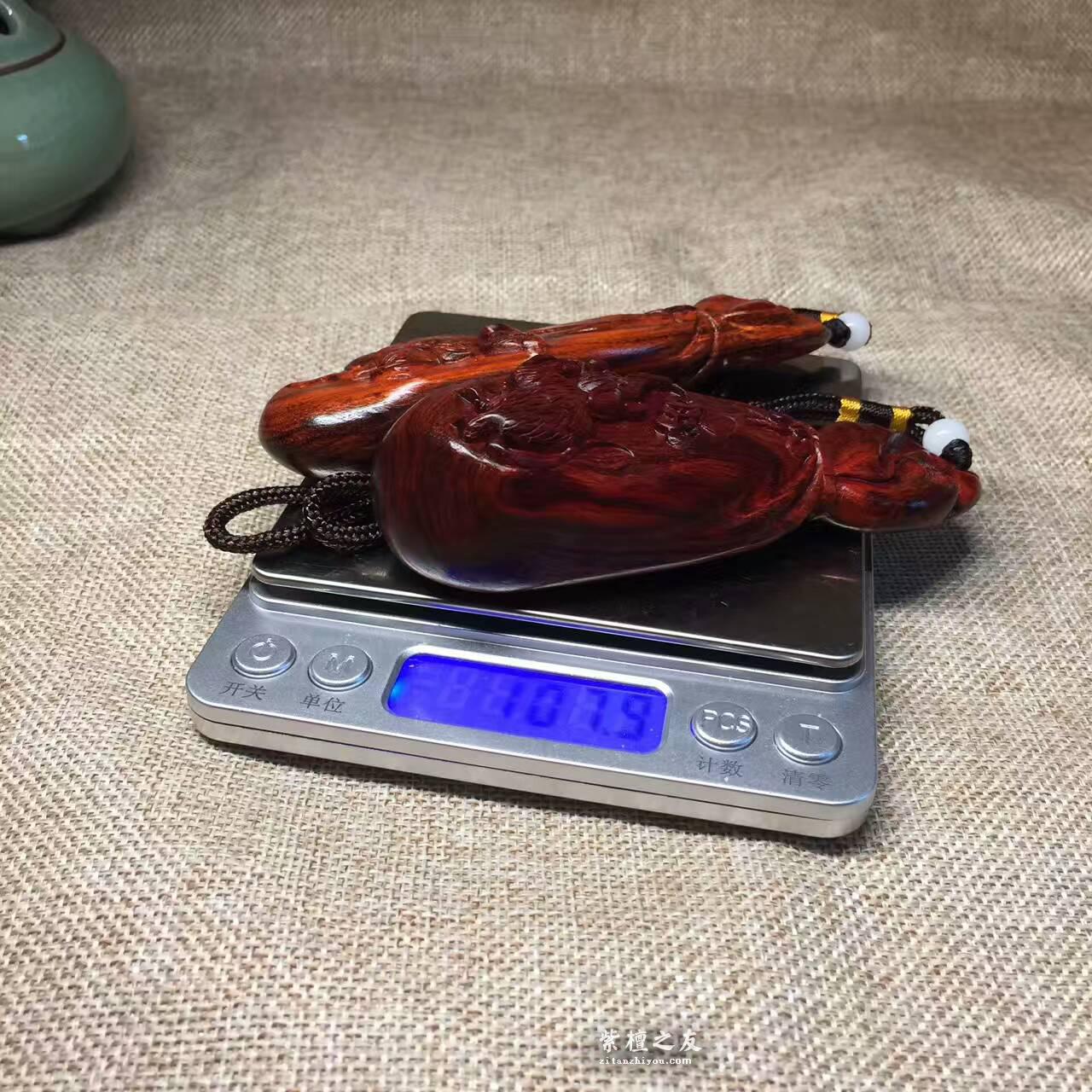 小叶紫檀数钱《钱袋子》手把件 油性好易包浆-3