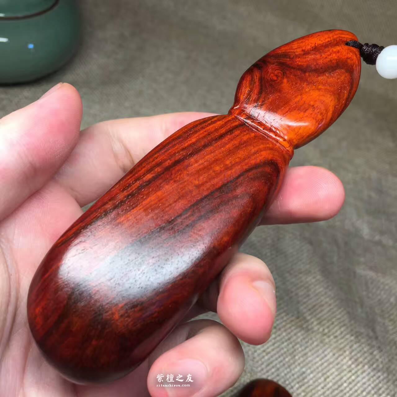 小叶紫檀数钱《钱袋子》手把件 油性好易包浆-4