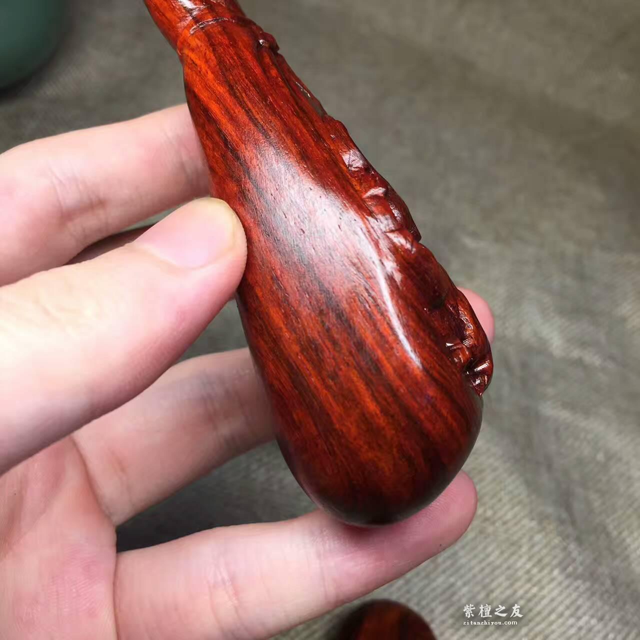 小叶紫檀数钱《钱袋子》手把件 油性好易包浆-5