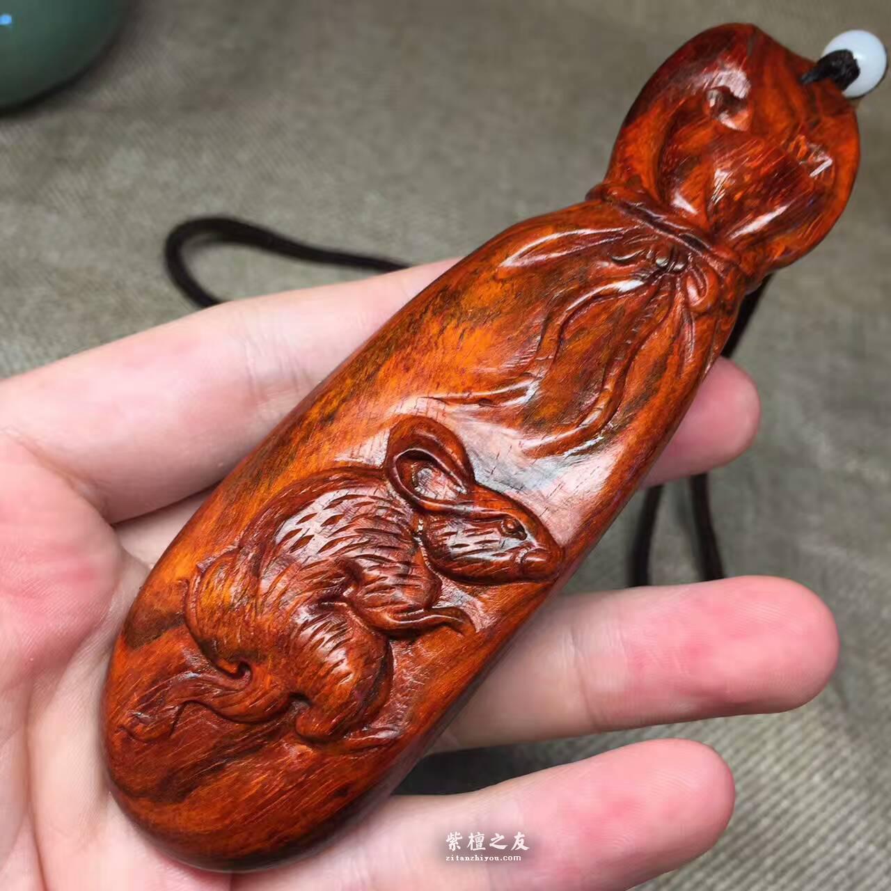 小叶紫檀数钱《钱袋子》手把件 油性好易包浆-6
