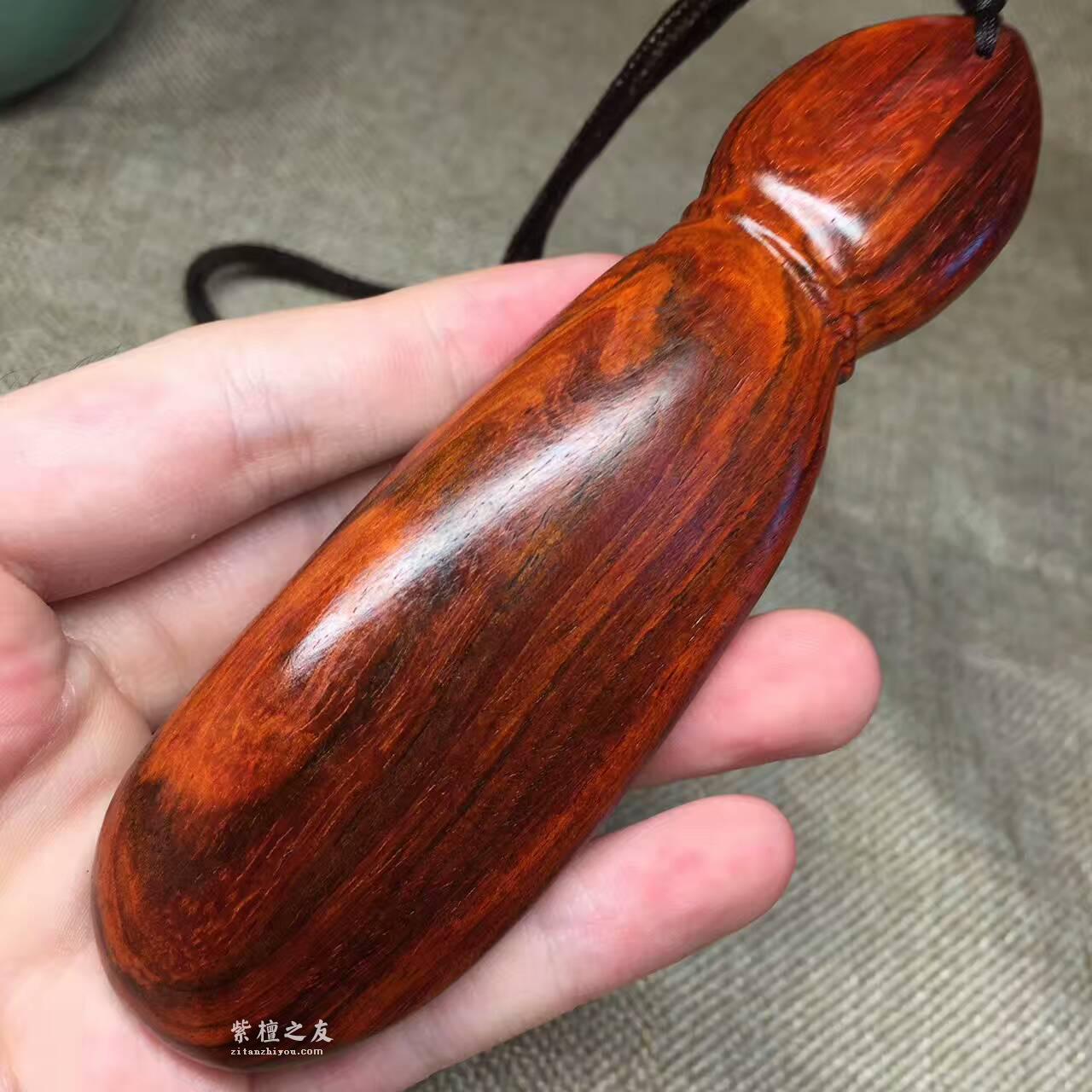 小叶紫檀数钱《钱袋子》手把件 油性好易包浆-8