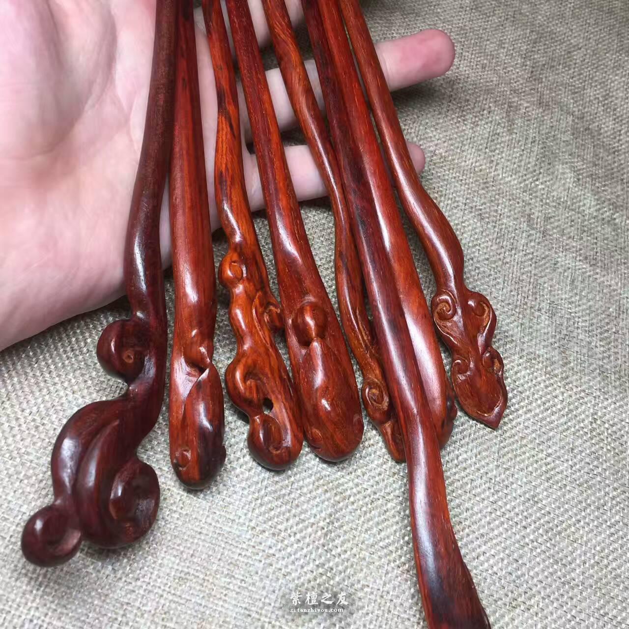 小叶紫檀发簪 造型复古典雅适合送女友-6