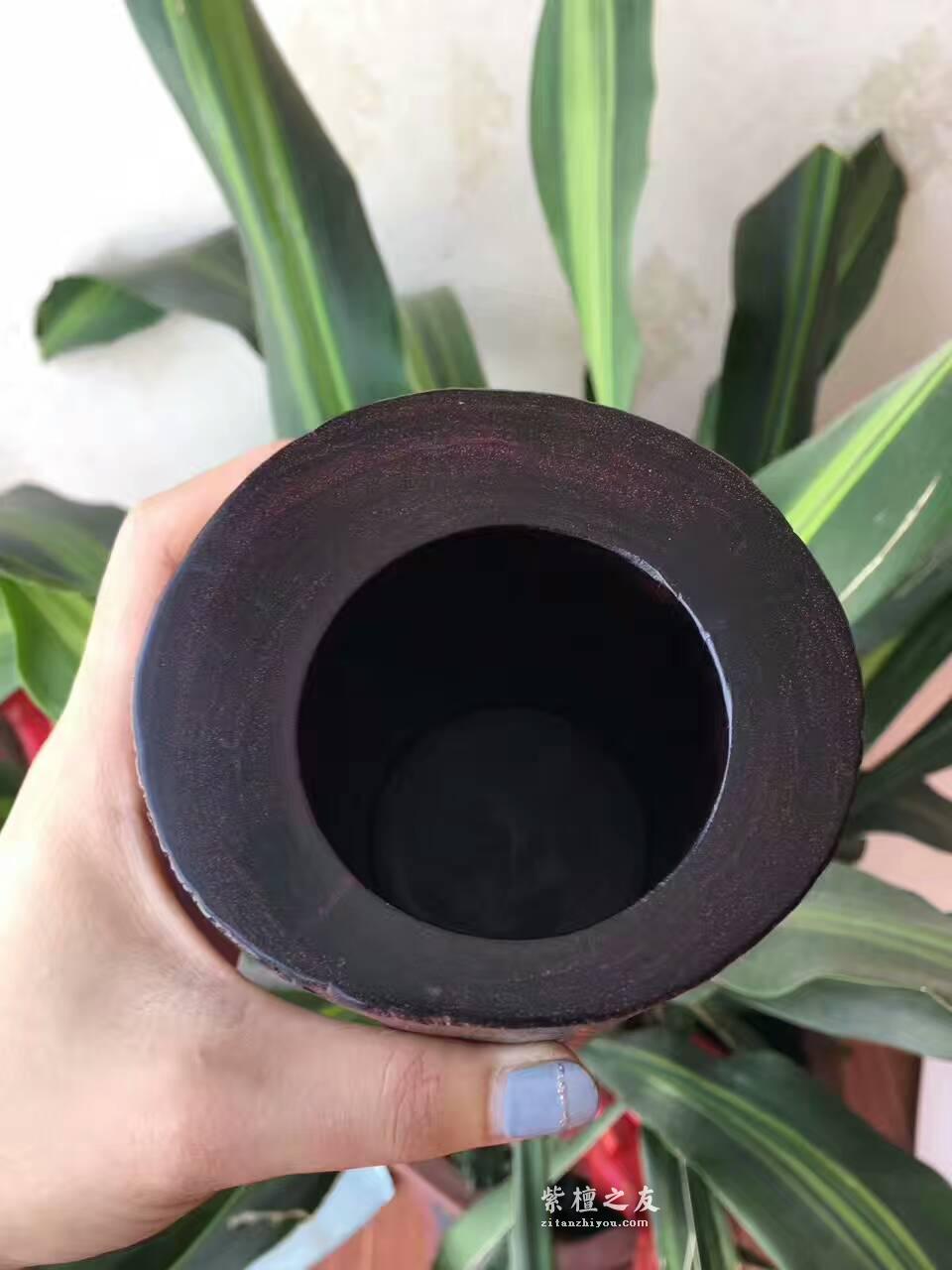 小叶紫檀笔筒 风化老料随型车制木性稳定-4