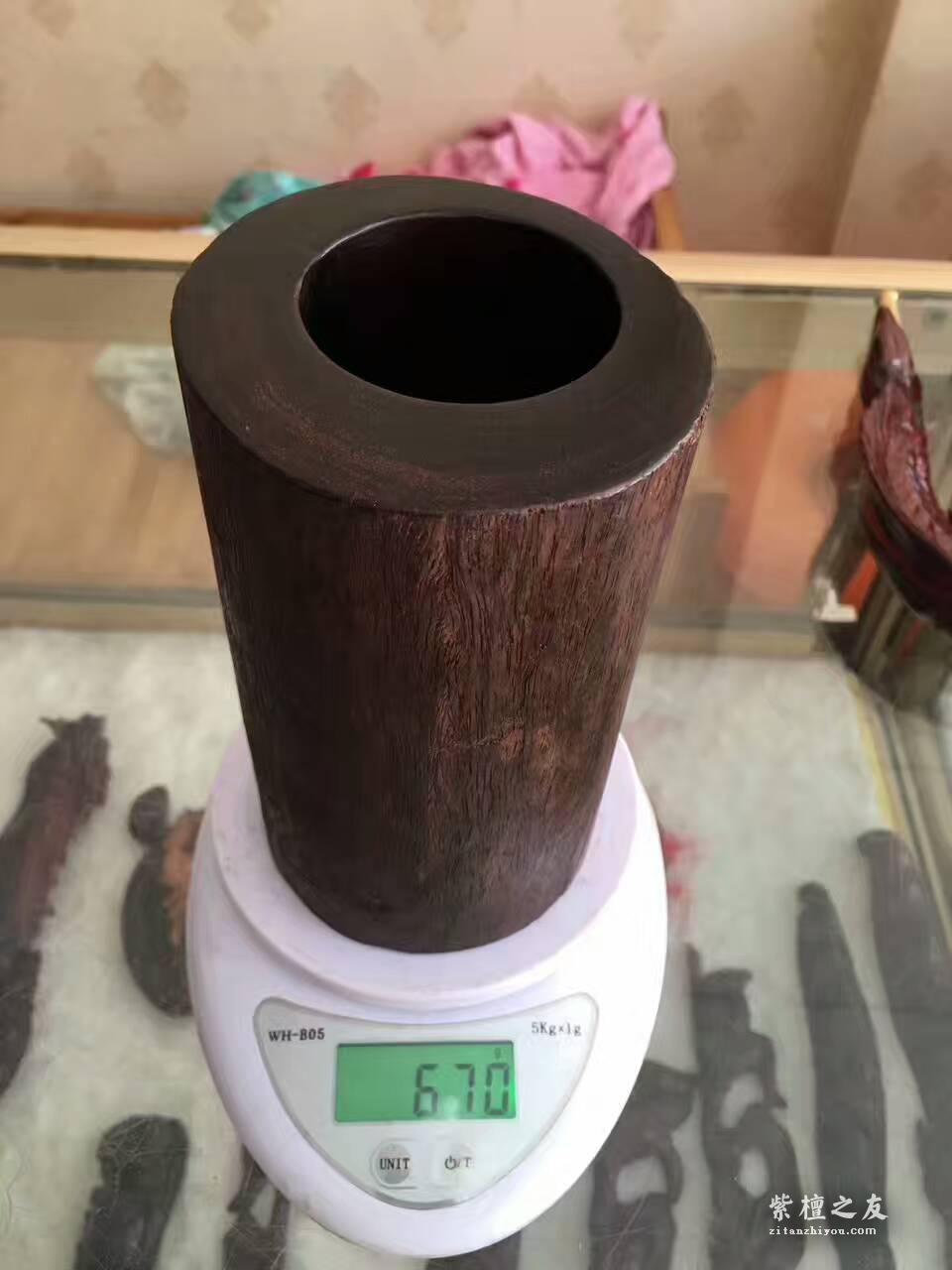 小叶紫檀笔筒 风化老料随型车制木性稳定-6