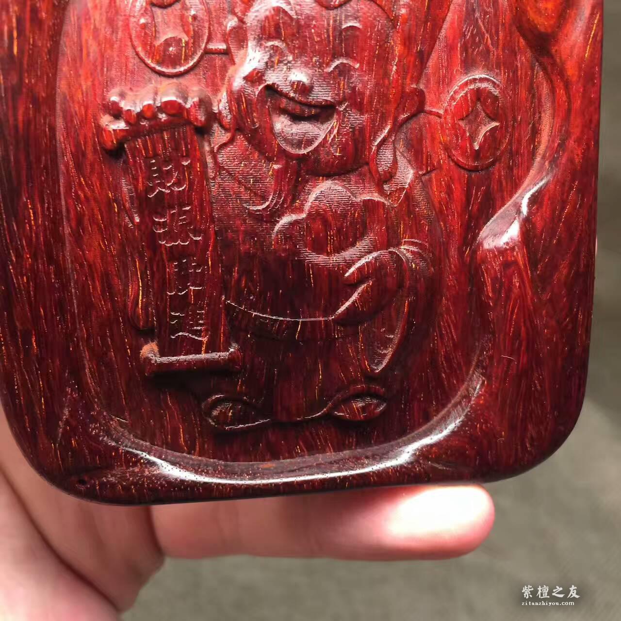 小叶紫檀《财神爷》把件吊坠 带金星-2