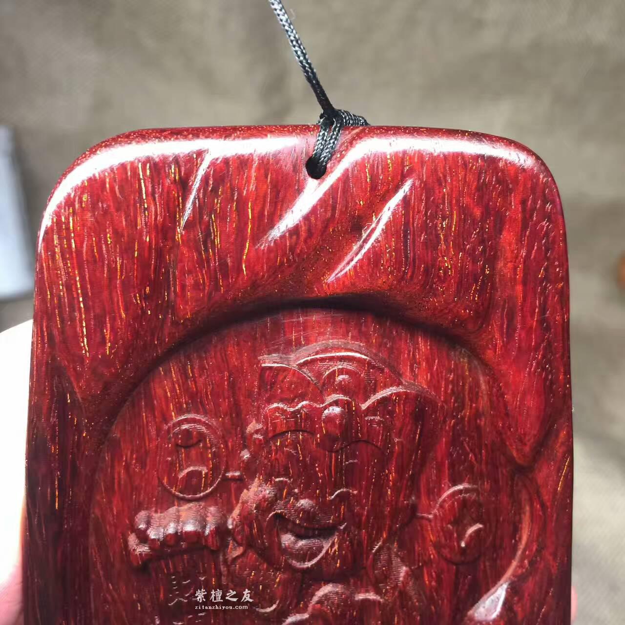 小叶紫檀《财神爷》把件吊坠 带金星-1