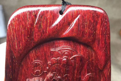 小叶紫檀《财神爷》把件吊坠 带金星