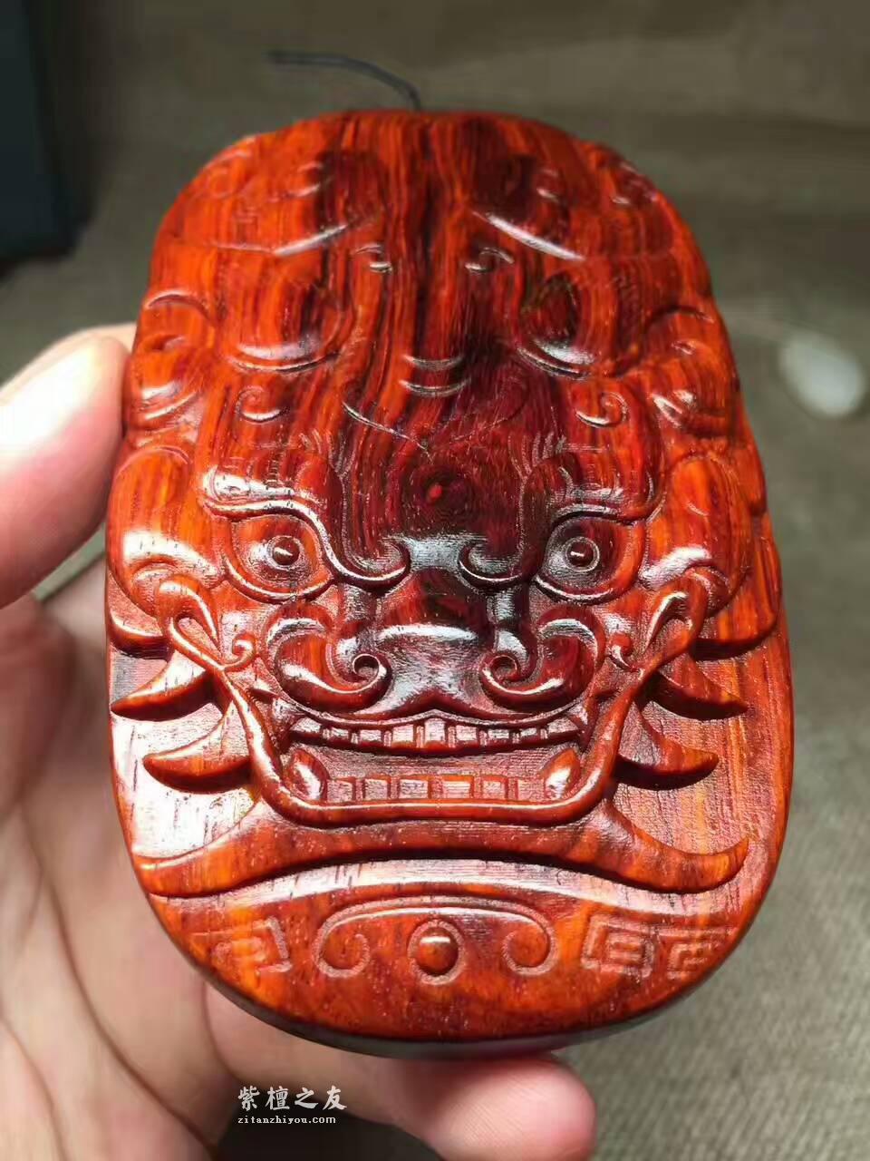 小叶紫檀霸气手把件 《招财貔貅》带金星无棕眼-2