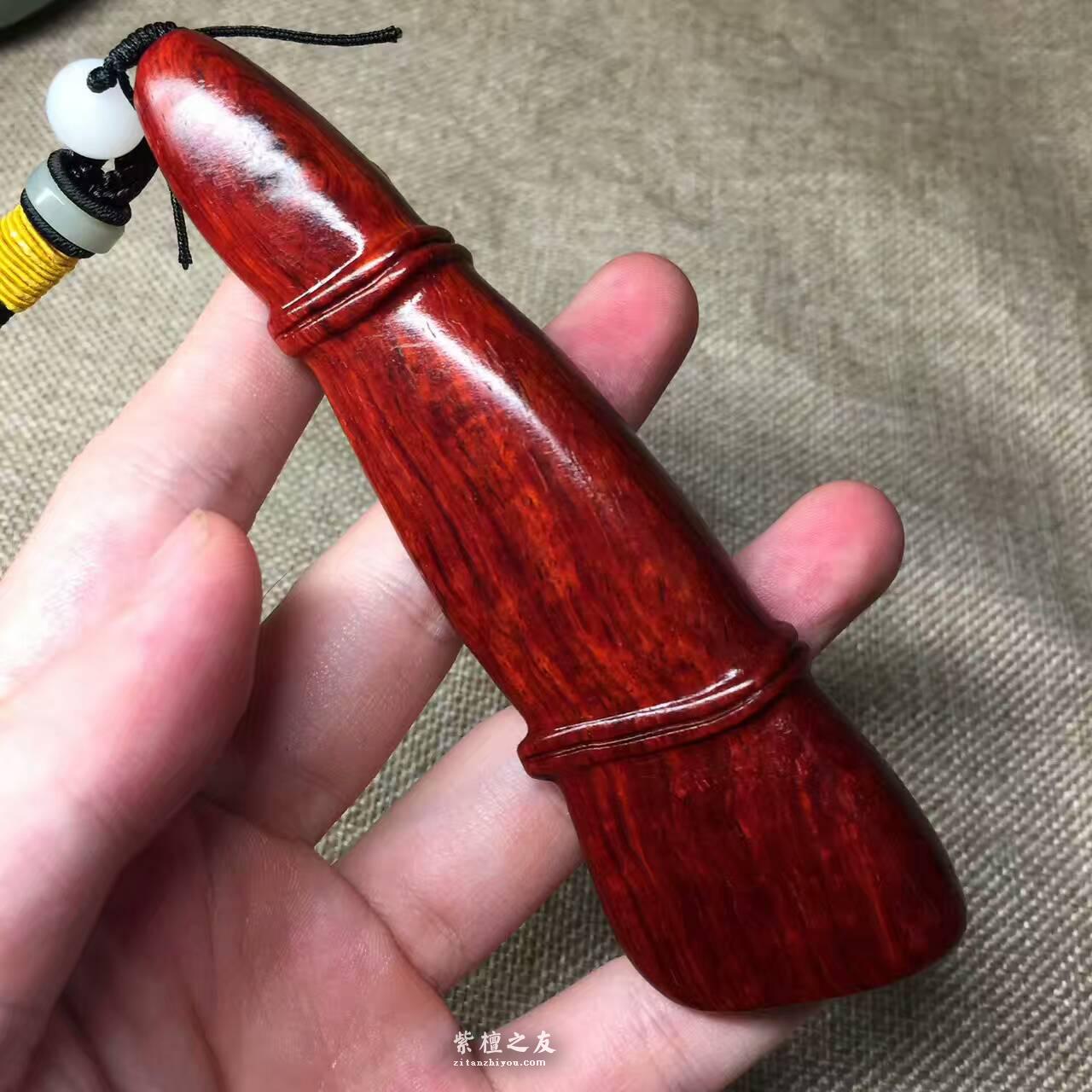 小叶紫檀节节高手把件鱼鳞底金星-1
