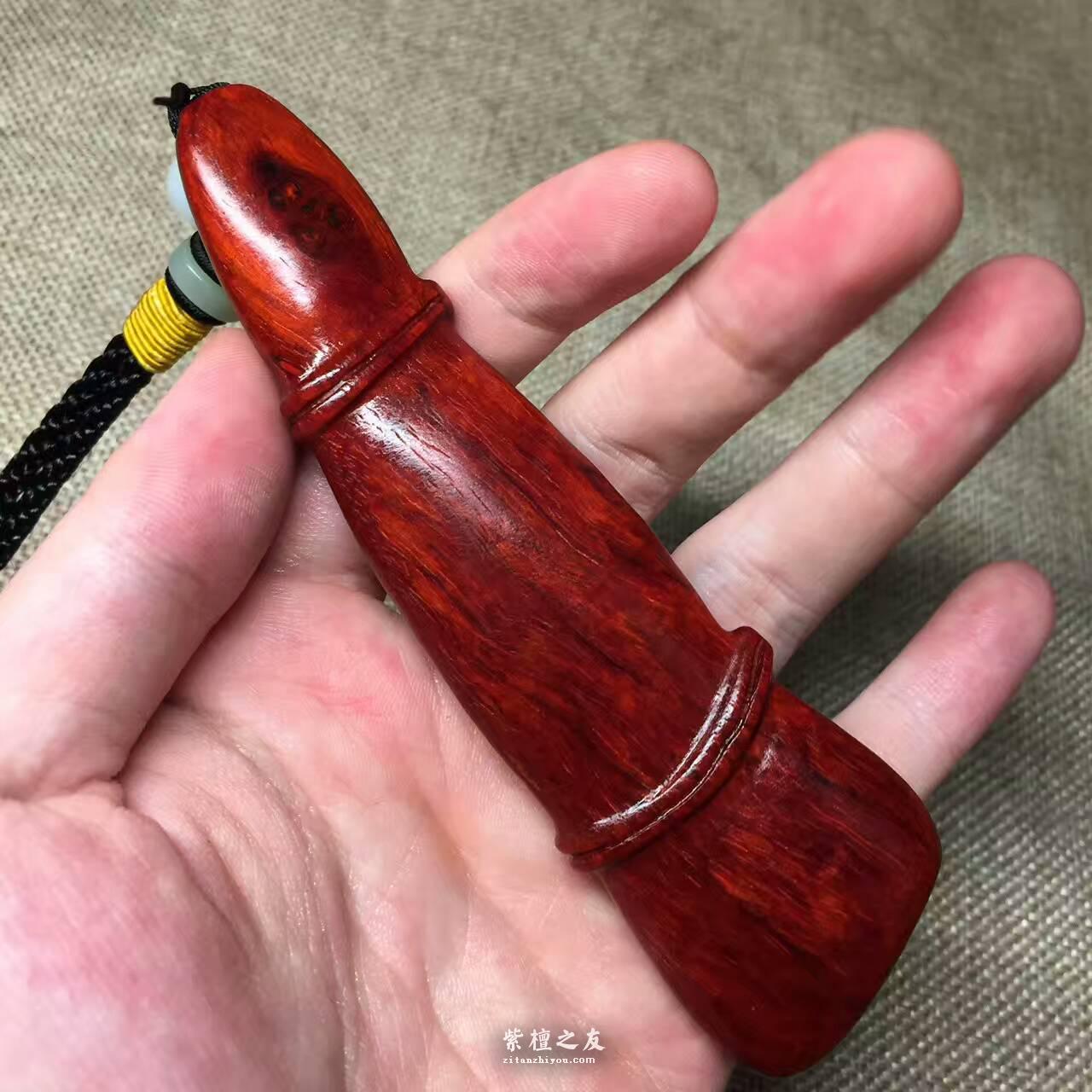 小叶紫檀节节高手把件鱼鳞底金星-5