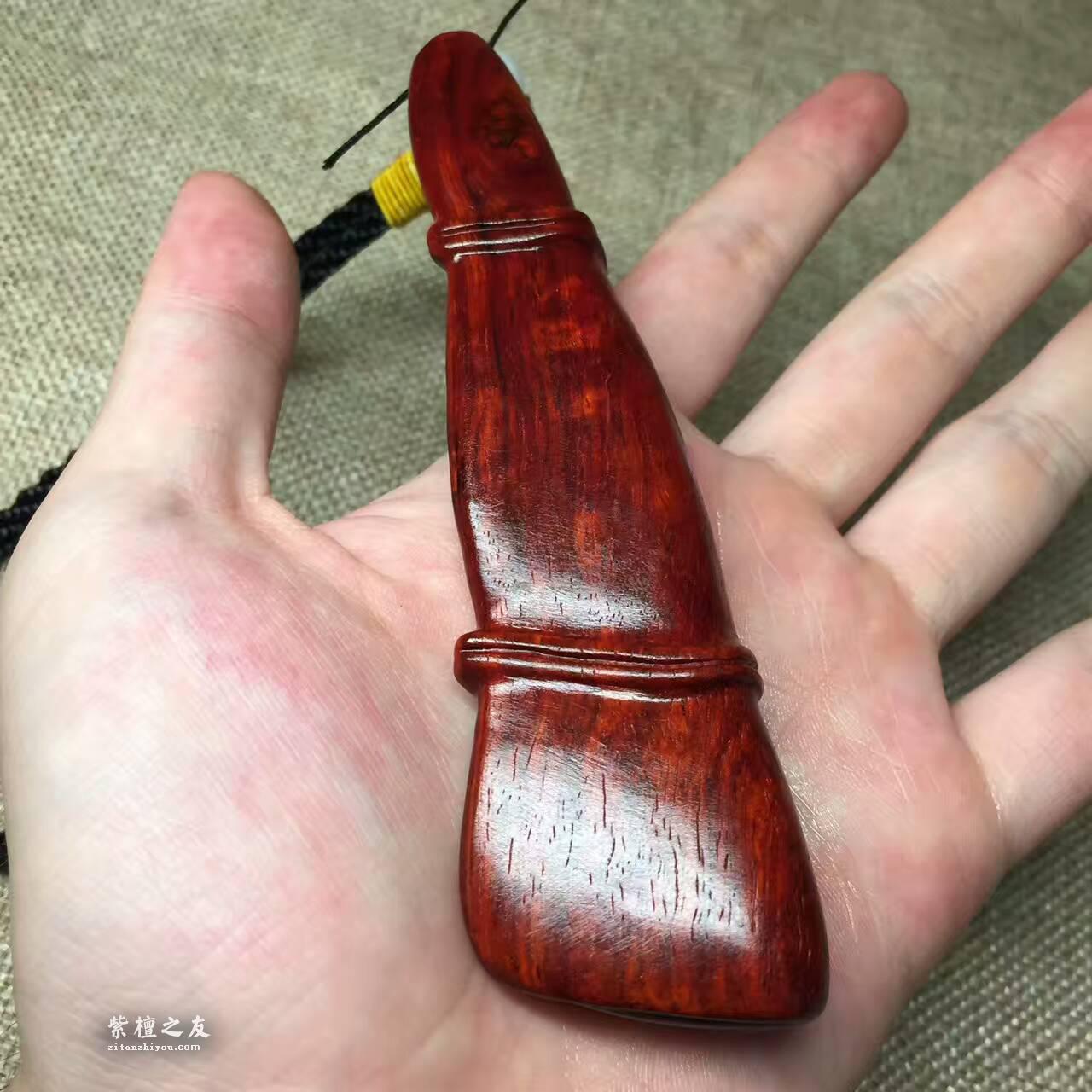 小叶紫檀节节高手把件鱼鳞底金星-6