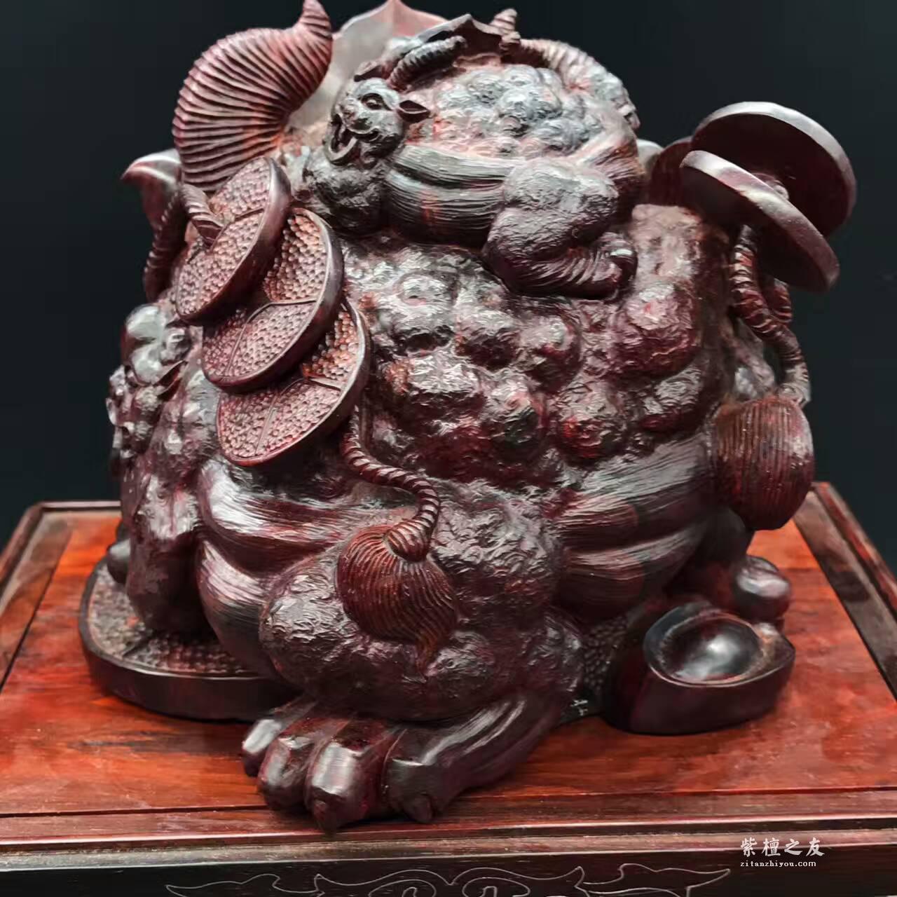 印度小叶紫檀金蟾 纯手工雕刻-6