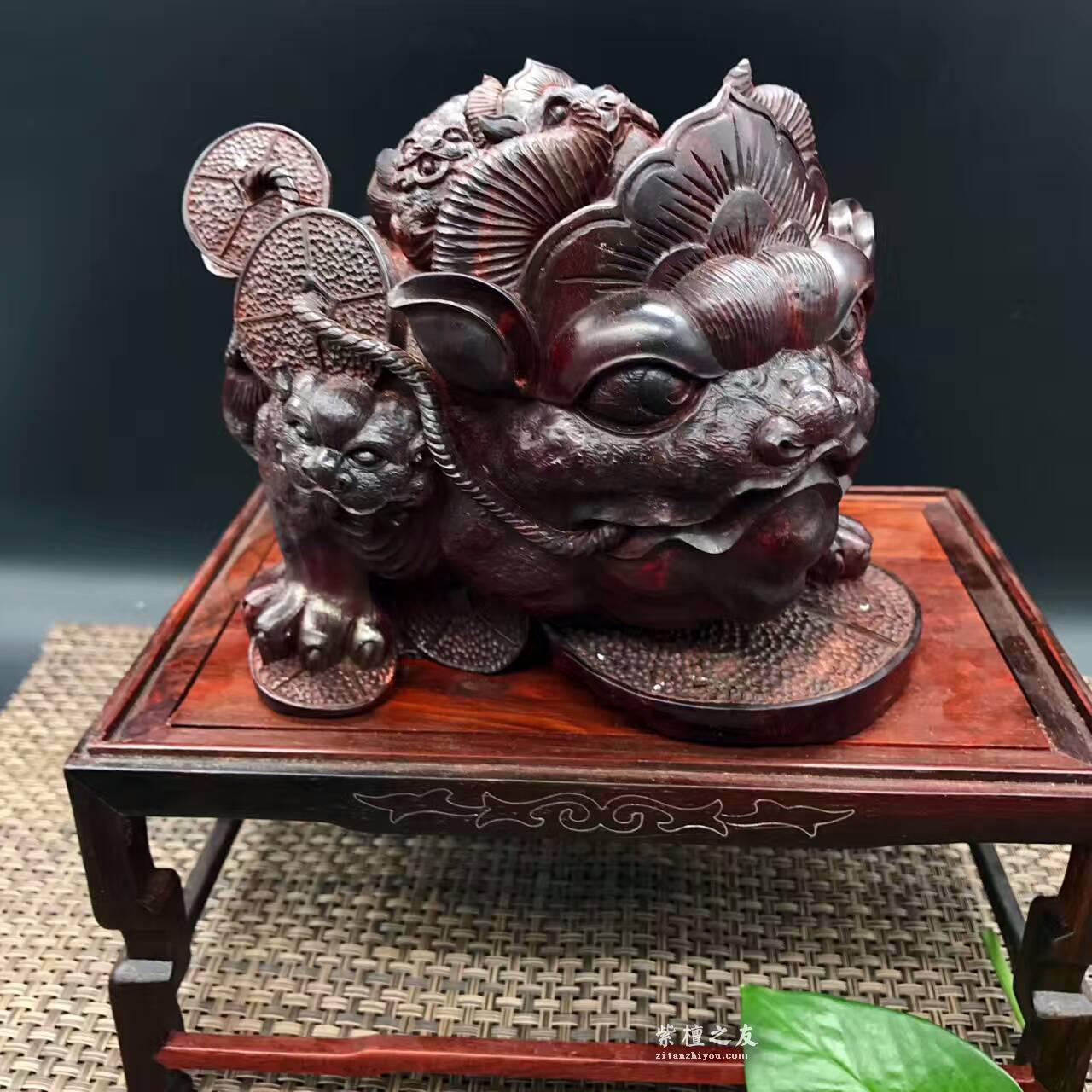 印度小叶紫檀金蟾 纯手工雕刻-8