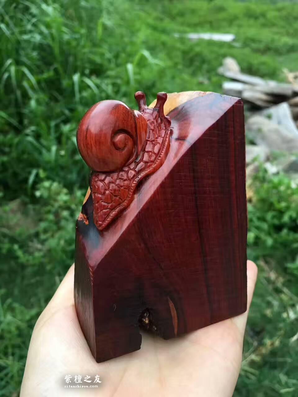 小叶紫檀《步步为营》手工雕刻精细别致-4