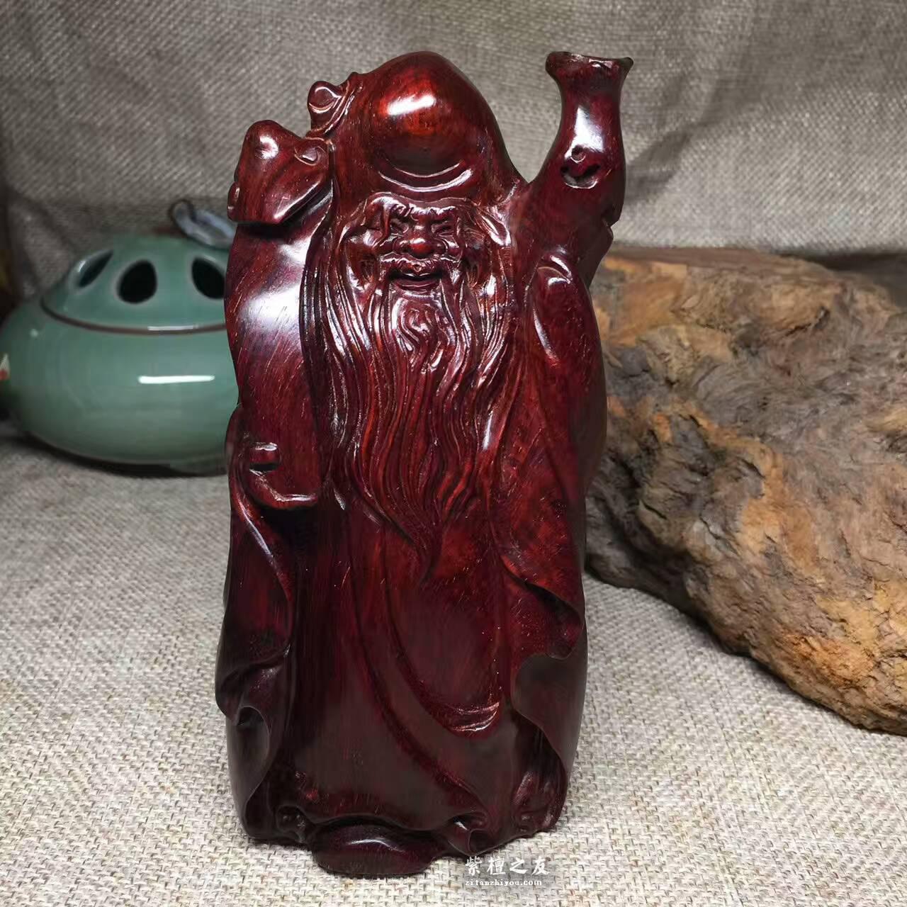 极品摆件《寿星》 小紫叶檀材质打造-2