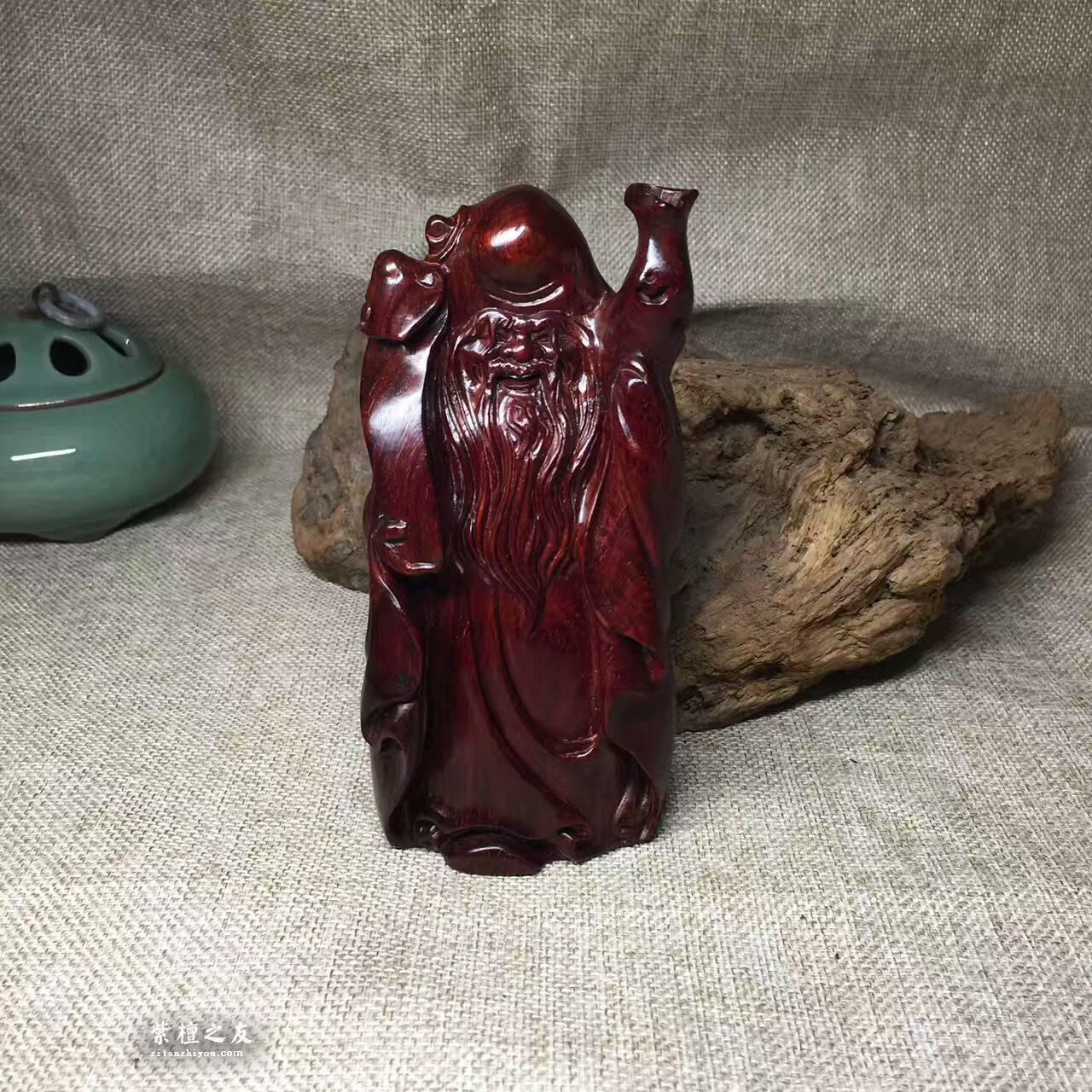 极品摆件《寿星》 小紫叶檀材质打造-3