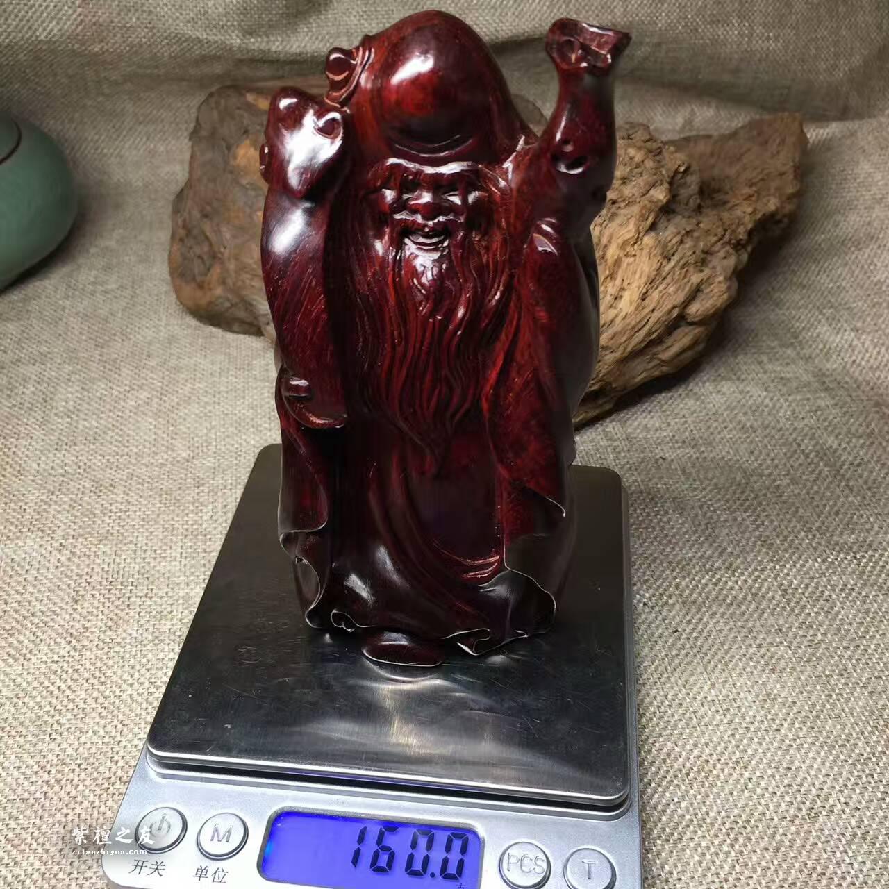 极品摆件《寿星》 小紫叶檀材质打造-9
