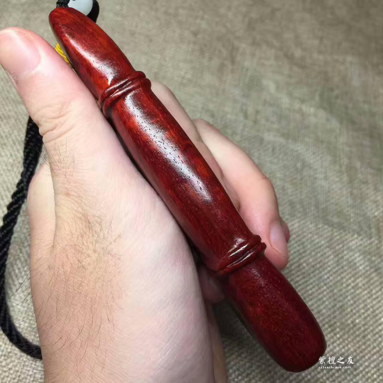小叶紫檀手把件《节节高》  鱼鳞底金星很漂亮-8