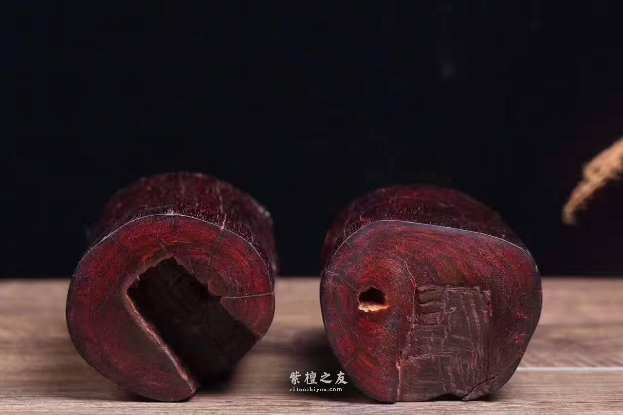 小巧摆件《麒麟纳福》吉祥瑞兽一对 印度小叶紫檀拆房老料材质-9