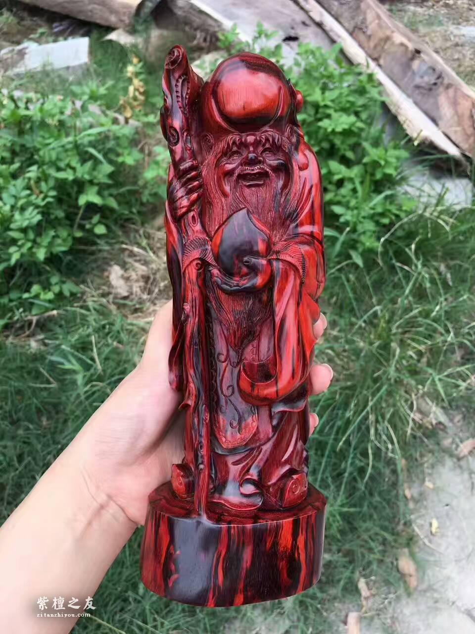 小叶紫檀《寿星》 工艺精美寓意健康长寿送长辈首选-8