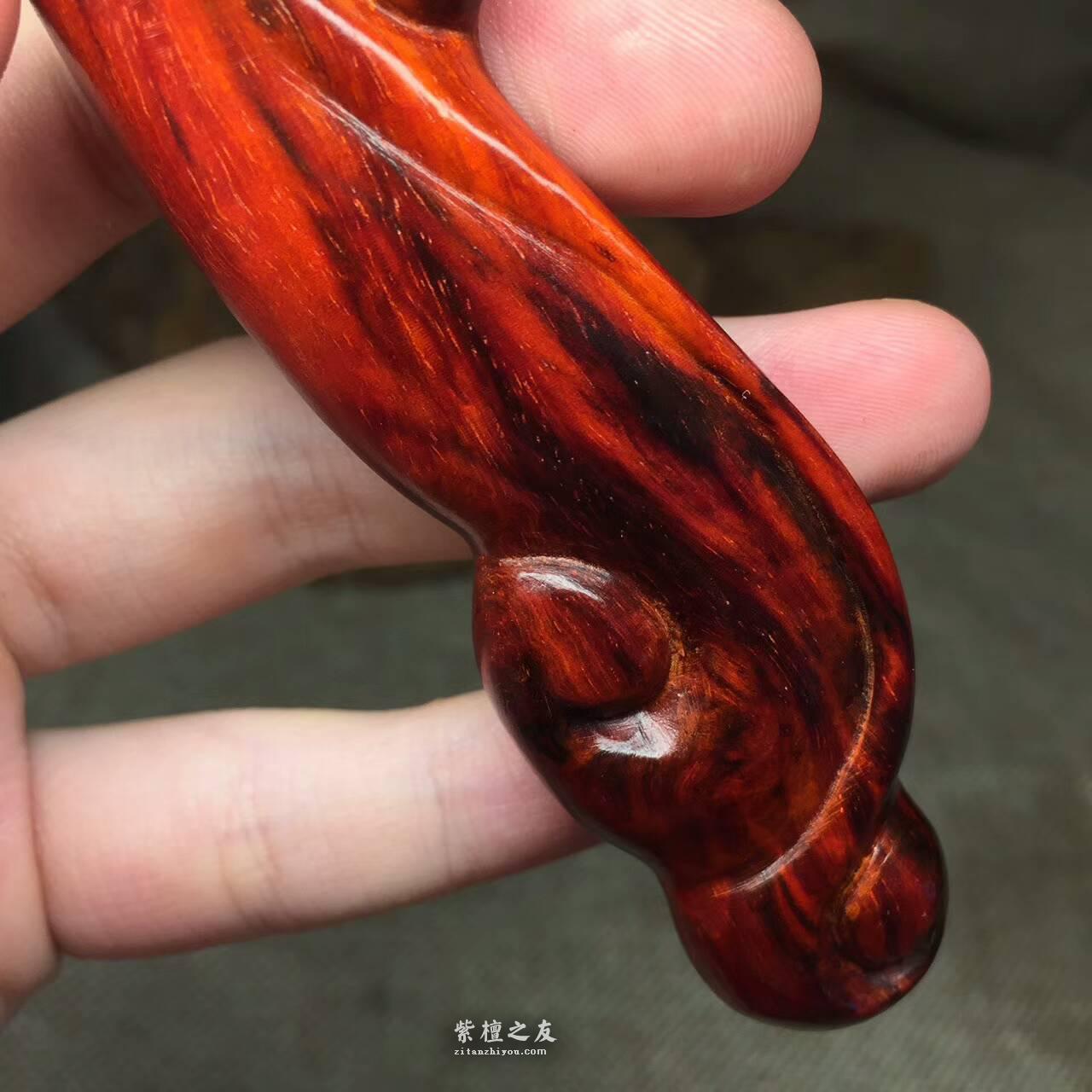 4A级无棕眼小叶紫檀茶勺 高油密泥料子火焰纹-4