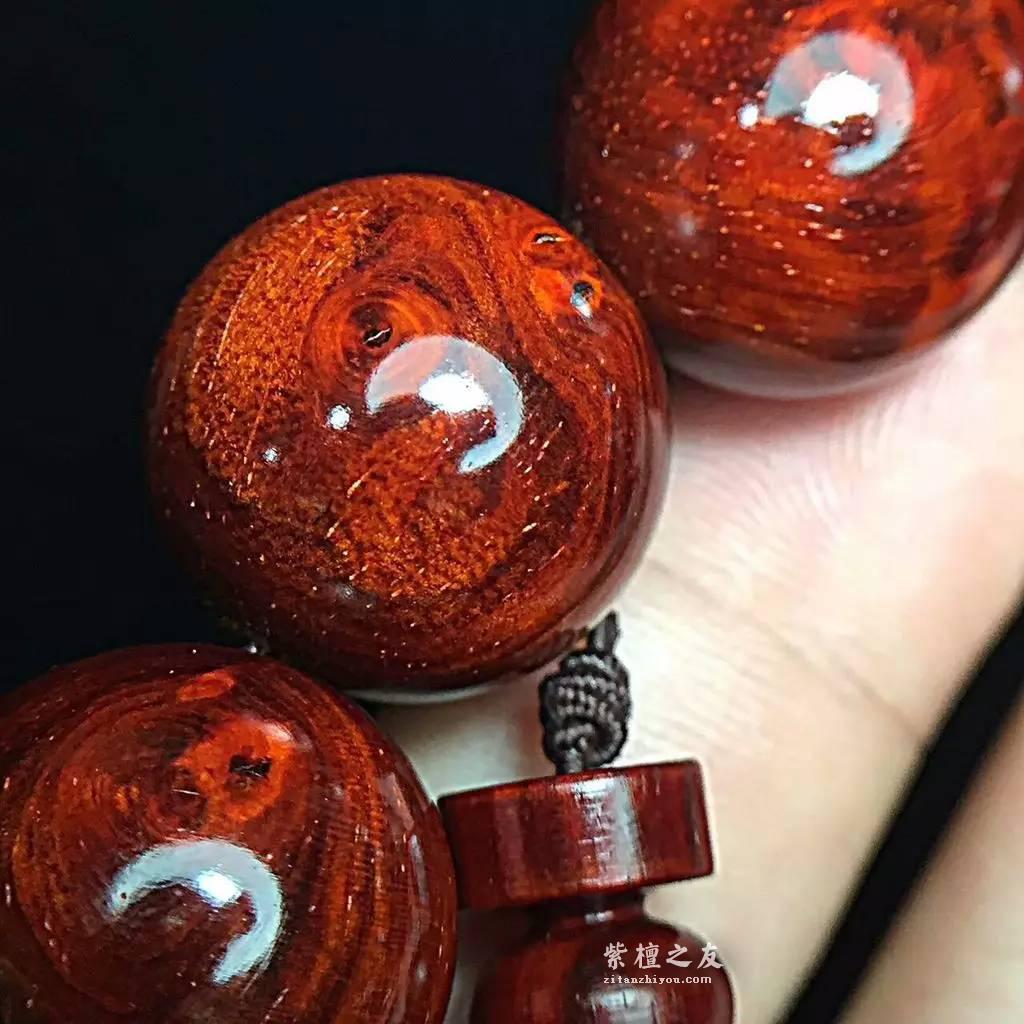小叶紫檀2.0*12手串 顶级酒红色完美包浆 难得精品-2