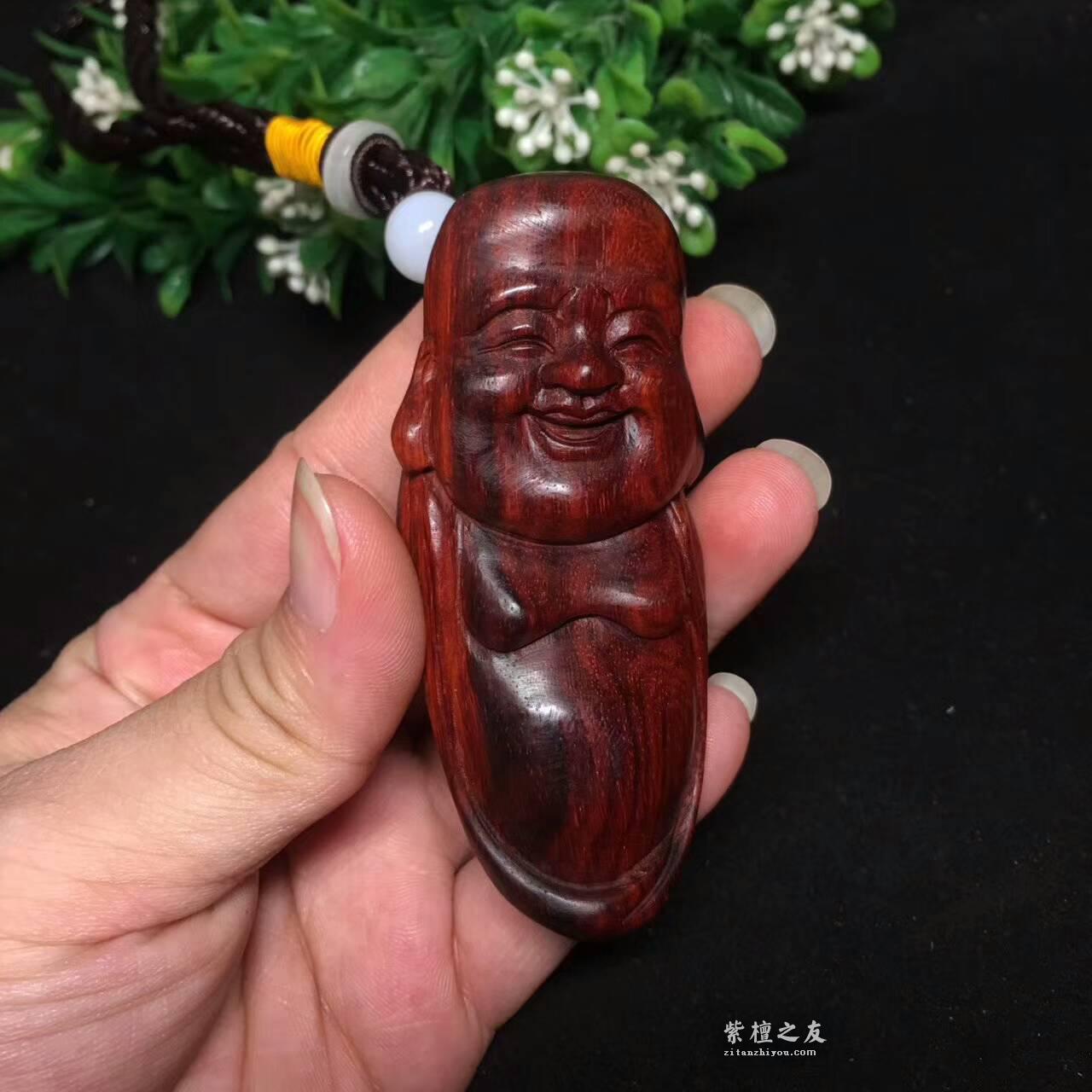小叶紫檀老料手把件《弥勒》 高油性盘玩佳品-1