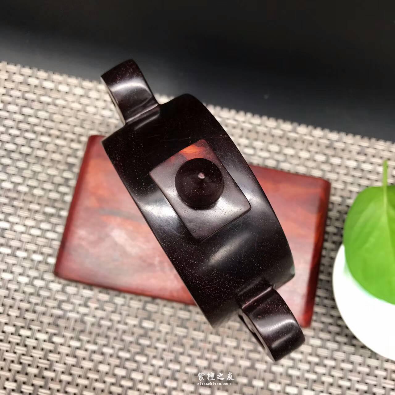 印度小叶紫檀纯手工雕刻壶把件 高密度泥料满金星-3
