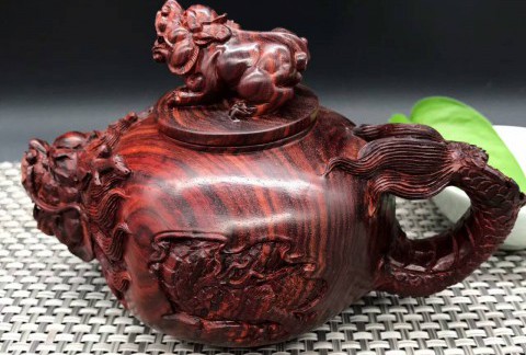 印度小叶紫檀壶把件 精雕龙龟貔貅寓意健健康康生龙活虎
