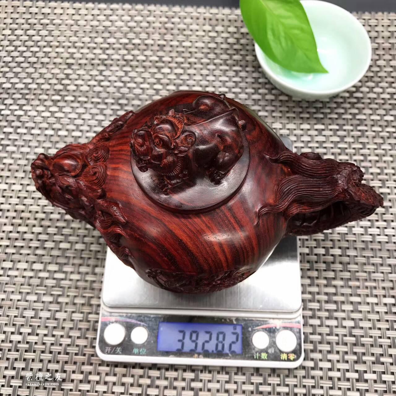 印度小叶紫檀壶把件 精雕龙龟貔貅寓意健健康康生龙活虎-7