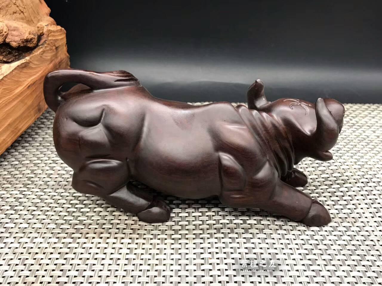 黑檀工艺品《牛气冲天》造型完美精致无暇-9