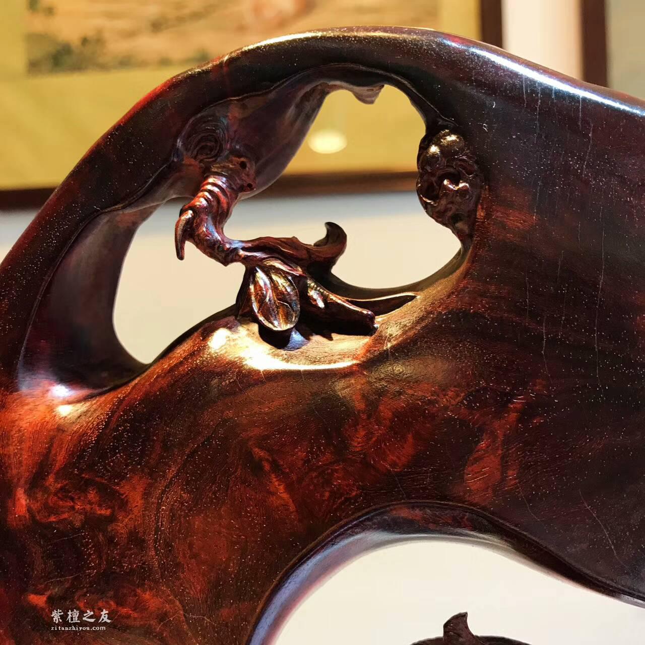 小叶紫檀镂空雕工艺品《鸟语花香》古色古香家居装饰首选-1