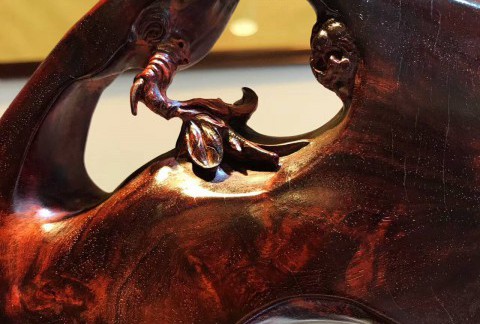 小叶紫檀镂空雕工艺品《鸟语花香》古色古香家居装饰首选