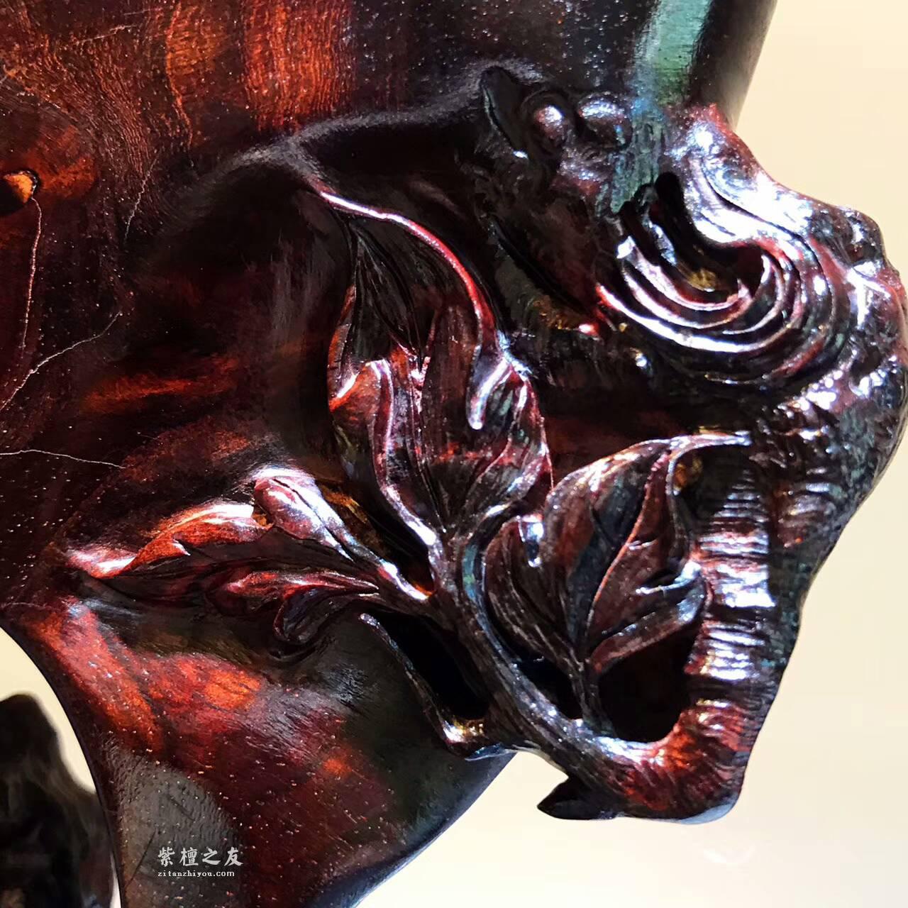 小叶紫檀镂空雕工艺品《鸟语花香》古色古香家居装饰首选-6