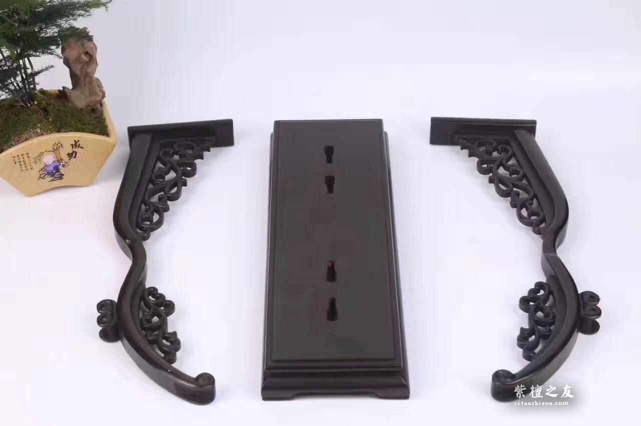 紫光檀嵌檀香宫扇摆件 画面精美做工细致复古风装饰-7