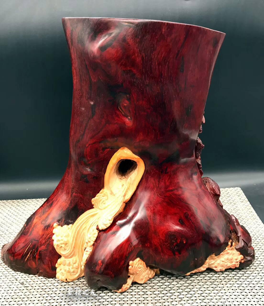 小叶紫檀吉祥工艺品《三阳开泰》枯木老料手工雕刻古朴自然-6