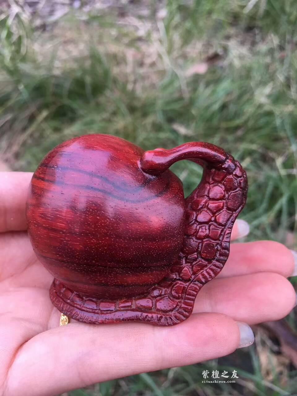 小叶紫檀工艺品《蜗牛》造型逼真细腻小巧易上手把玩-4