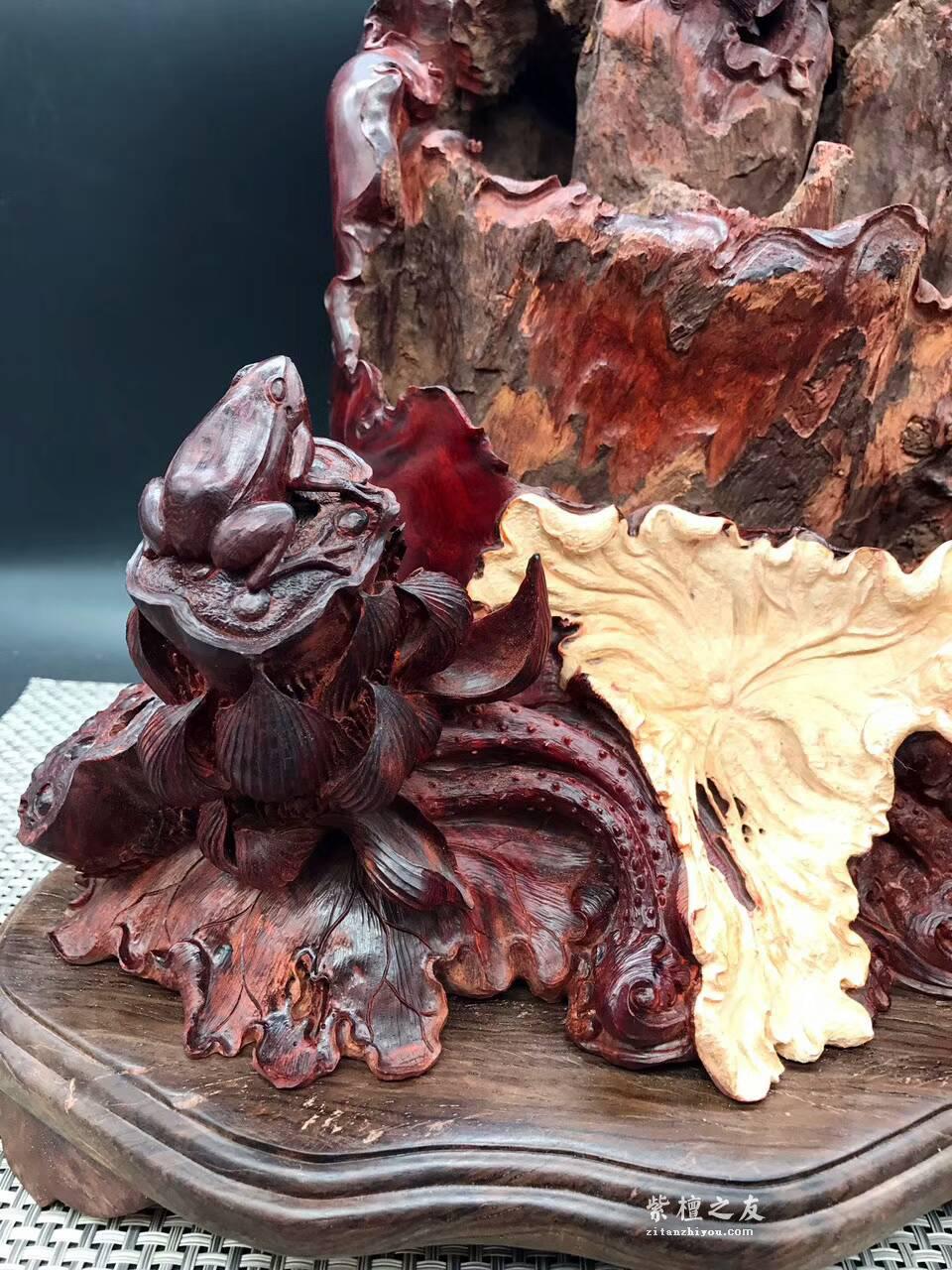 印度小叶紫檀手工雕刻工艺品《枯木生花》 风化百年枯木老料高密度金星带瘤树头，-1