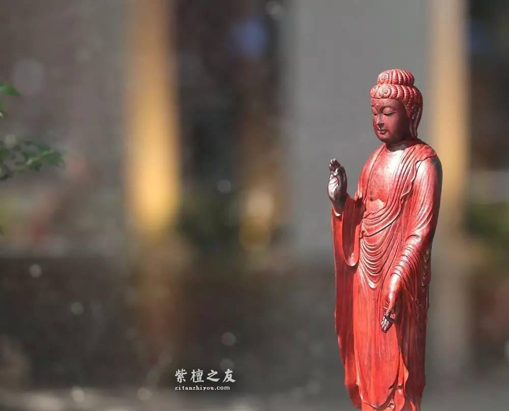 印度小紫叶檀如来佛祖摆件 宝相庄严静穆修心好伴侣-1