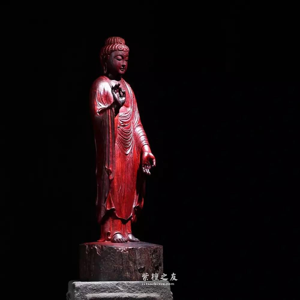 印度小紫叶檀如来佛祖摆件 宝相庄严静穆修心好伴侣-5