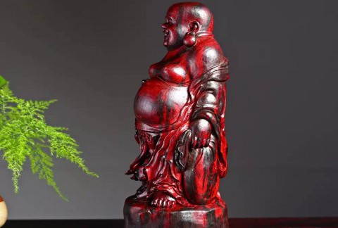 小叶紫檀弥勒佛摆件 清刀手工雕刻绝美收藏佳品