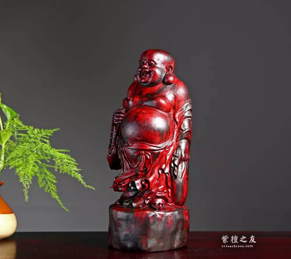 小叶紫檀弥勒佛摆件 清刀手工雕刻绝美收藏佳品-2
