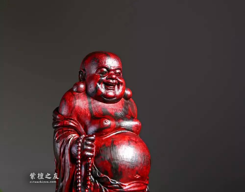 小叶紫檀弥勒佛摆件 清刀手工雕刻绝美收藏佳品-4