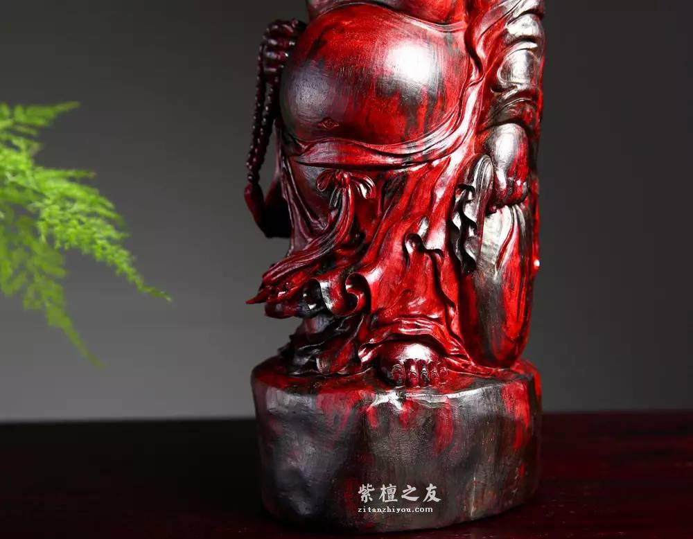 小叶紫檀弥勒佛摆件 清刀手工雕刻绝美收藏佳品-7