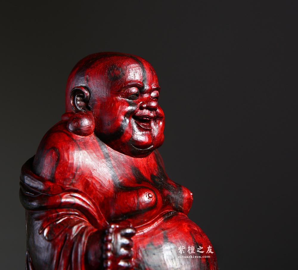 小叶紫檀弥勒佛摆件 清刀手工雕刻绝美收藏佳品-6