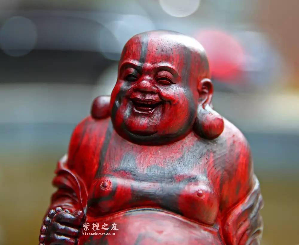 小叶紫檀弥勒佛摆件 清刀手工雕刻绝美收藏佳品-15